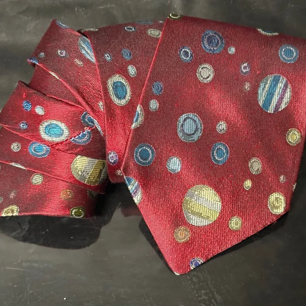Missoni Tie Pool Balls Retro Silk Burgundy Maroon Neckwear Necktie EUC Designer
